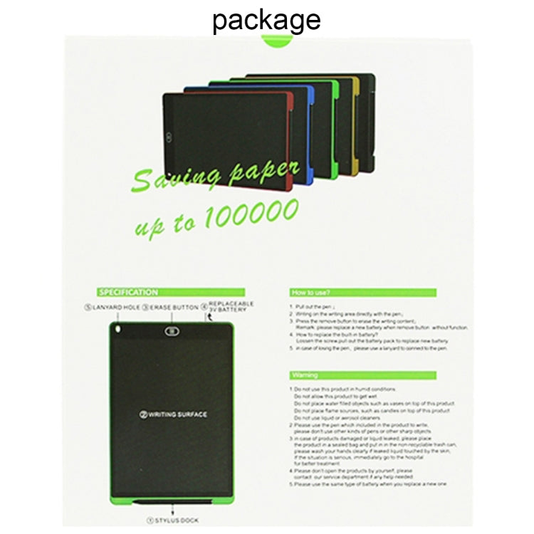 Portable 12 inch LCD Writing Tablet Drawing Graffiti Electronic Handwriting Pad Message Graphics Board Draft Paper with Writing Pen(Green) -  by PMc TechLife | Online Shopping South Africa | PMc TechLife | Buy Now Pay Later Mobicred