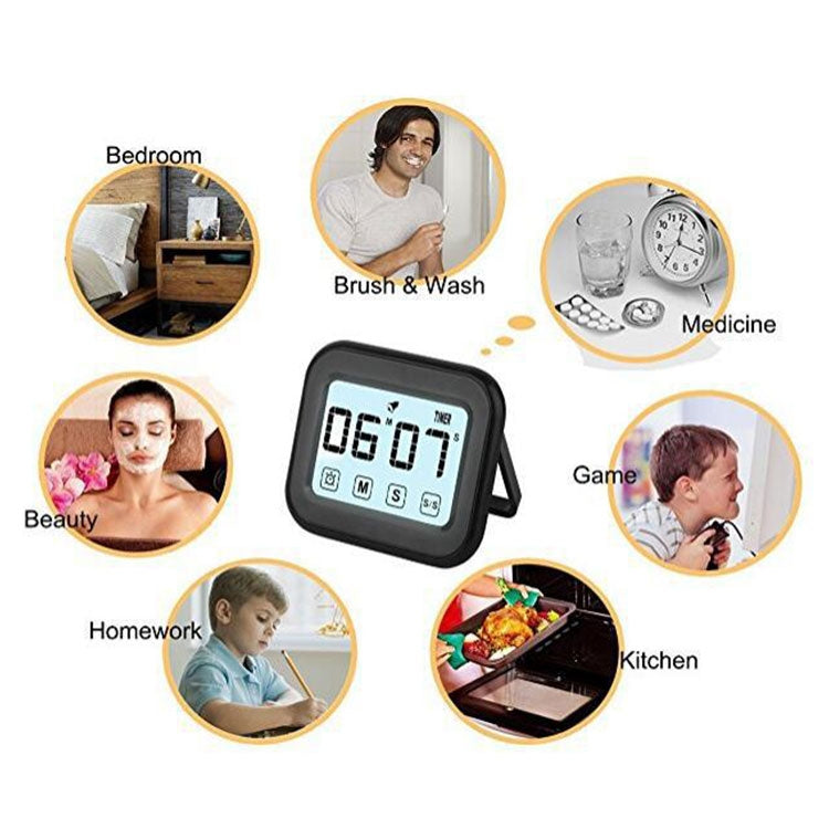 Kitchen Timer Digital Alarm Clock Large LCD Touch Screen Come with Night Light for Cooking Baking(Pink) - Digital Countdown by PMC TechLife | Online Shopping South Africa | PMC TechLife | Buy Now Pay Later Mobicred