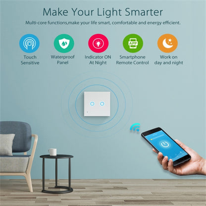 NEO NAS-SC02W Wireless WiFi EU Smart Light Control Switch 2Gang - Smart Switch by NEO | Online Shopping South Africa | PMC Jewellery | Buy Now Pay Later Mobicred