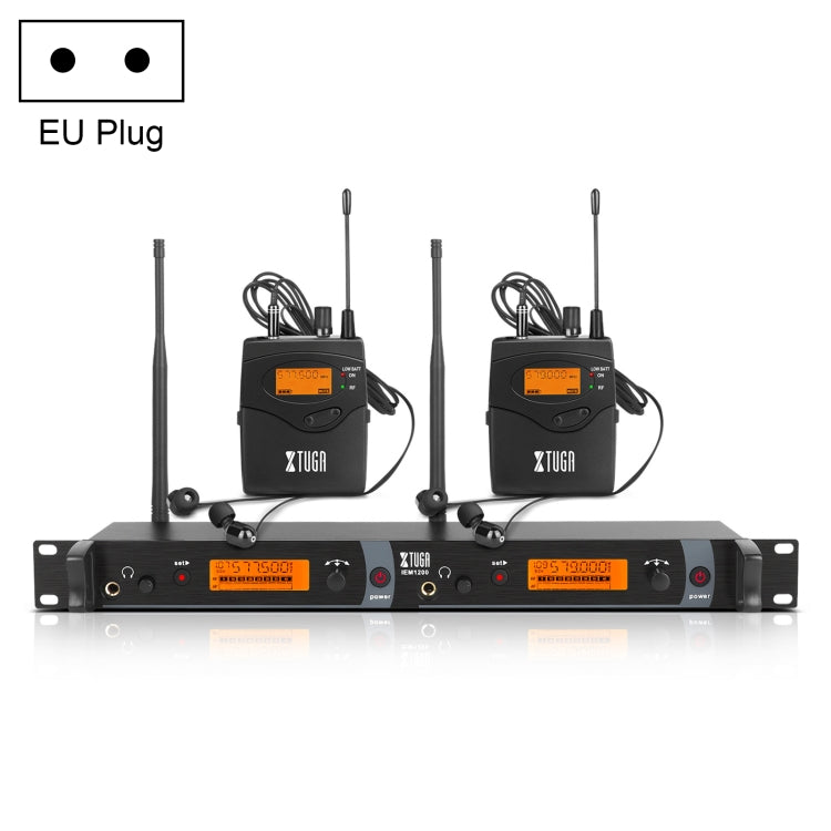 XTUGA IEM1200 Wireless Transmitter 2 Bodypack Stage Singer In-Ear Monitor System(EU Plug) - Microphone by XTUGA | Online Shopping South Africa | PMC Jewellery | Buy Now Pay Later Mobicred