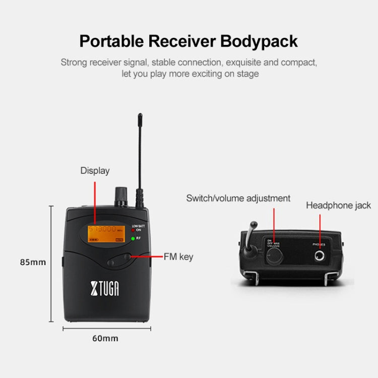 XTUGA IEM1200 Wireless Transmitter 5 Bodypack Stage Singer In-Ear Monitor System (UK Plug) - Microphone by XTUGA | Online Shopping South Africa | PMc TechLife | Buy Now Pay Later Mobicred