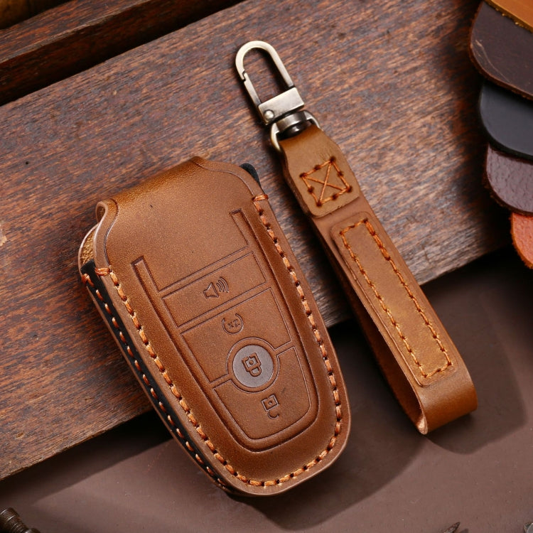 For Ford F-150 4-button C072 Car Key Leather Protective Case (Brown) - free shipping - PMC TechLife - Order now!
