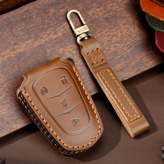 For Cadillac / CT5 / CT6 / XT6 4-button C086 Car Key Leather Protective Case (Brown) - Car Key Cases by PMC Jewellery | Online Shopping South Africa | PMC Jewellery | Buy Now Pay Later Mobicred