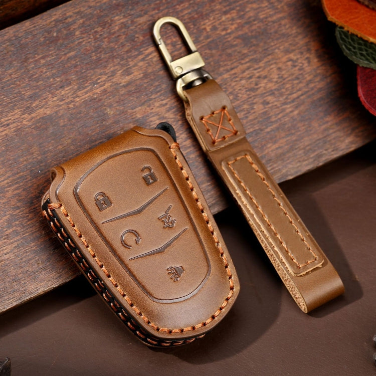 For Cadillac / CT5 / CT6 / XT6 5-button C087 Car Key Leather Protective Case (Brown) - Car Key Cases by PMC Jewellery | Online Shopping South Africa | PMC Jewellery | Buy Now Pay Later Mobicred