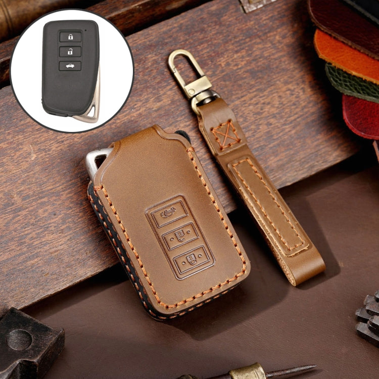 For Lexus 3-button Hallmo Car Cowhide Leather Key Protective Cover Key Case(Brown) - free shipping - PMC TechLife - Order now!