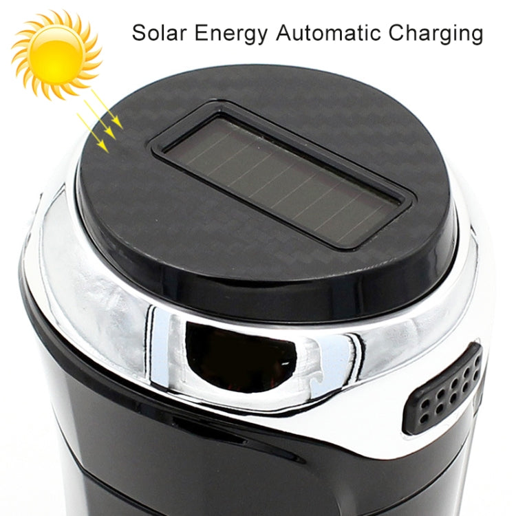 N12B Car Creative Ashtray Solar Power With Light And Cover Car Supplies (Silver) - Ashtrays by PMC TechLife | Online Shopping South Africa | PMC TechLife | Buy Now Pay Later Mobicred
