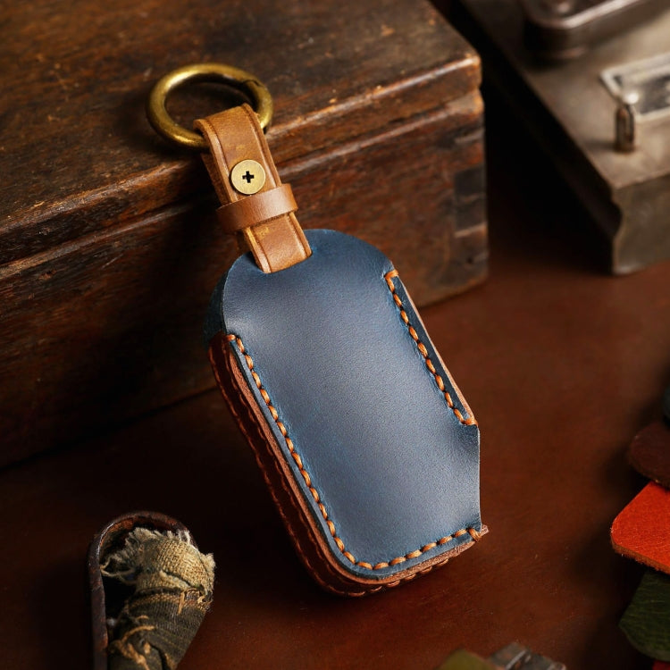 For Kia Sorento Hallmo Car Cowhide Leather Key Protective Cover Key Case(Blue) - Car Key Cases by Hallmo | Online Shopping South Africa | PMC TechLife | Buy Now Pay Later Mobicred
