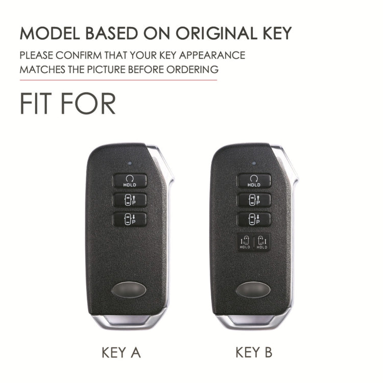 For Kia 5-button Hallmo Car Cowhide Leather Key Protective Cover Key Case(Blue) - Car Key Cases by Hallmo | Online Shopping South Africa | PMC TechLife | Buy Now Pay Later Mobicred
