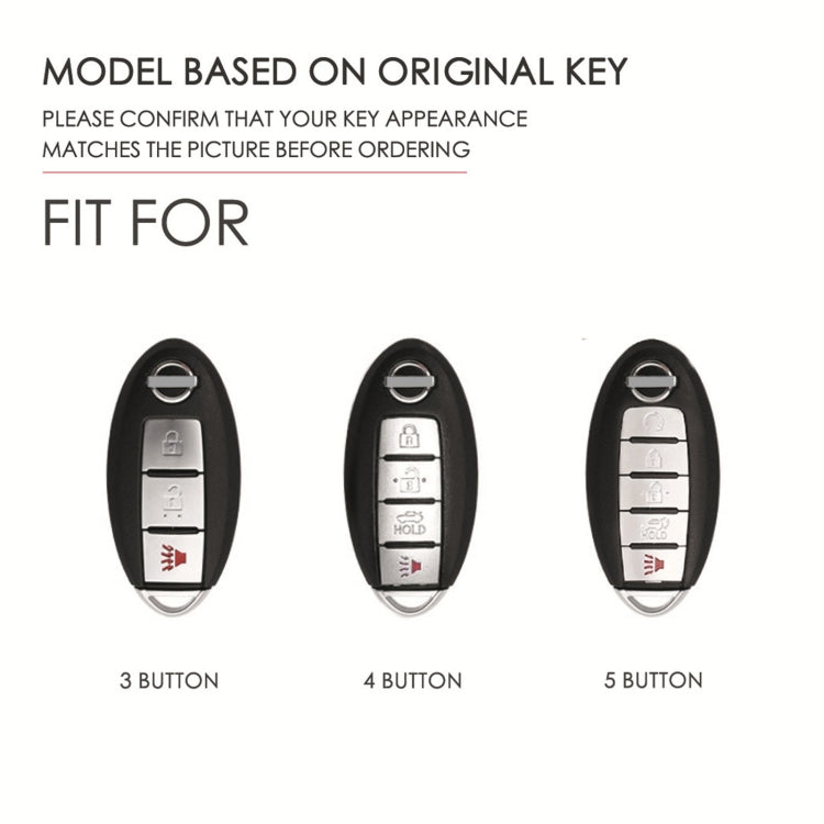 For Nissan 5-button Horn Hallmo Car Cowhide Leather Key Protective Cover Key Case(Brown) - Car Key Cases by Hallmo | Online Shopping South Africa | PMC TechLife | Buy Now Pay Later Mobicred