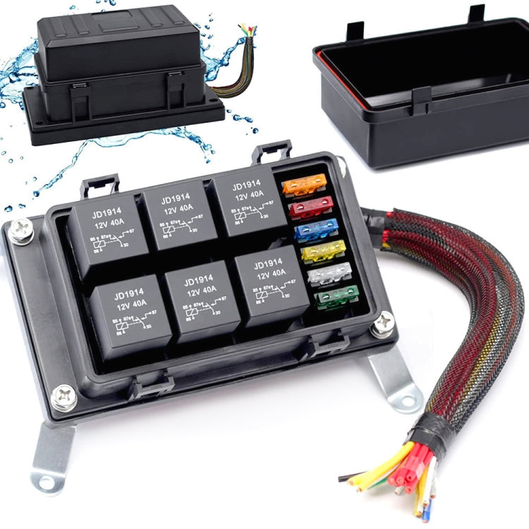 12V 4 Pin Car 6 Slots IP66 Waterproof Relay Fuse Box with Cable - Fuse by PMC TechLife | Online Shopping South Africa | PMC TechLife | Buy Now Pay Later Mobicred