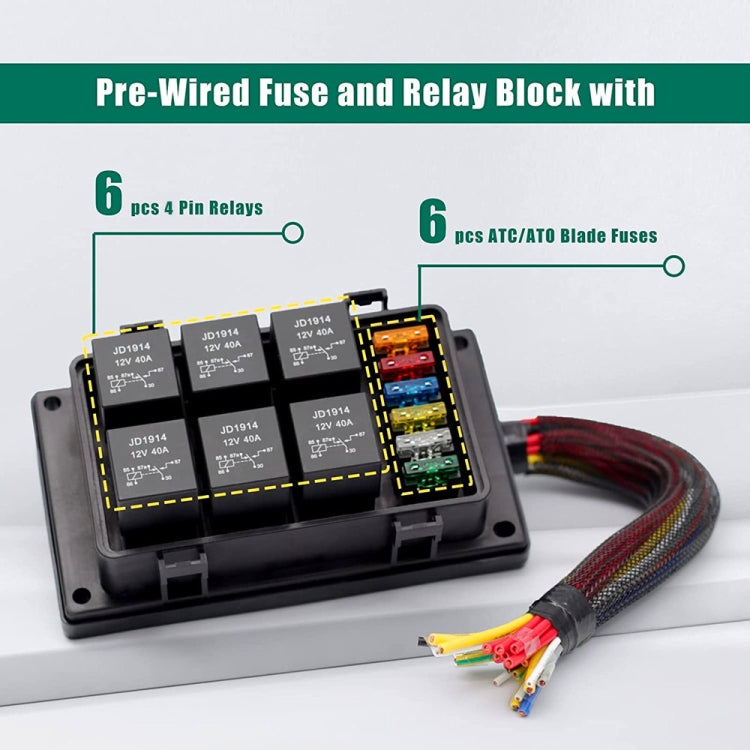 12V 4 Pin Car 6 Slots IP66 Waterproof Relay Fuse Box with Cable - Fuse by PMC TechLife | Online Shopping South Africa | PMC TechLife | Buy Now Pay Later Mobicred