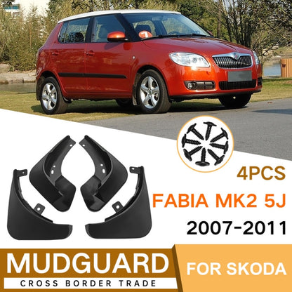 For Skoda Fabia MK2 5J 2007-2011 4pcs/Set Car Auto Soft Plastic Splash Flaps Fender Guard - Mudguards by PMC Jewellery | Online Shopping South Africa | PMC Jewellery | Buy Now Pay Later Mobicred