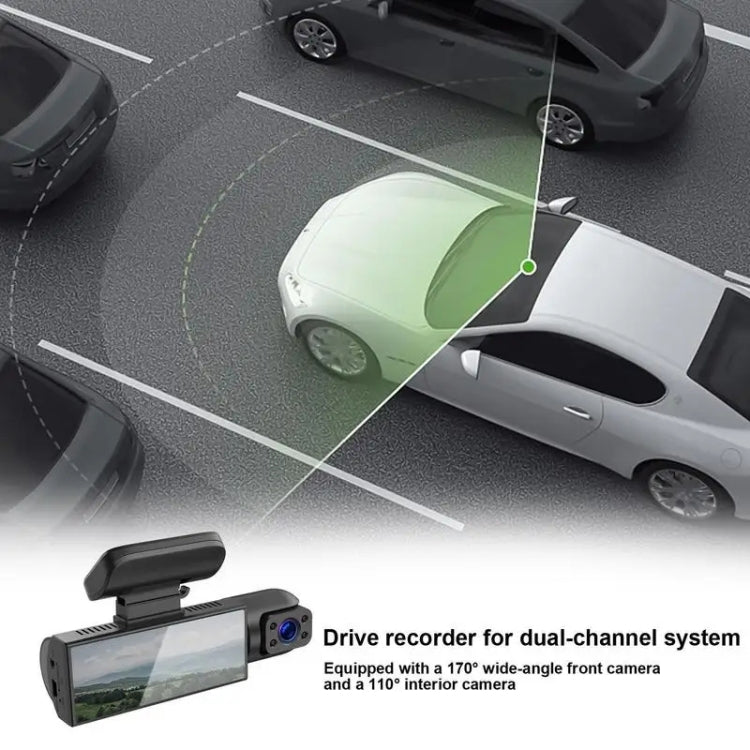3.16 inch 1080P HD Night Vision Front and Inside Dual Lenses Driving Recorder - Car DVRs by PMC TechLife | Online Shopping South Africa | PMC TechLife | Buy Now Pay Later Mobicred