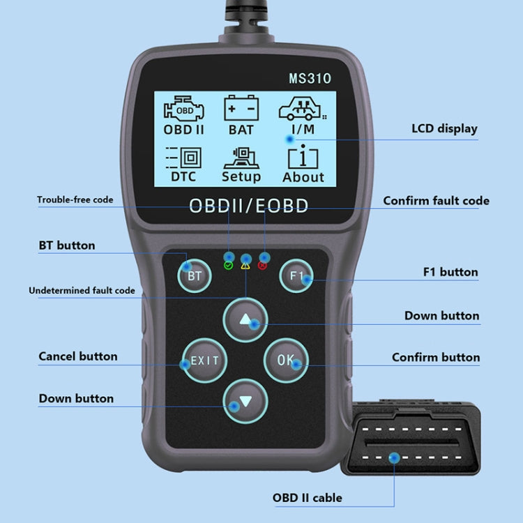 MS310 LCD Screen Car Battery Tester ODB2 Fault Detector - free shipping - PMC TechLife - Order now!
