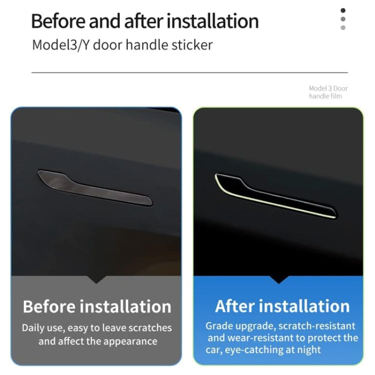 For Tesla Model 3 / Y 4pcs / Set Car Door Handle Luminous Decorative Sticker - Car Interior Mouldings by PMC TechLife | Online Shopping South Africa | PMC TechLife | Buy Now Pay Later Mobicred