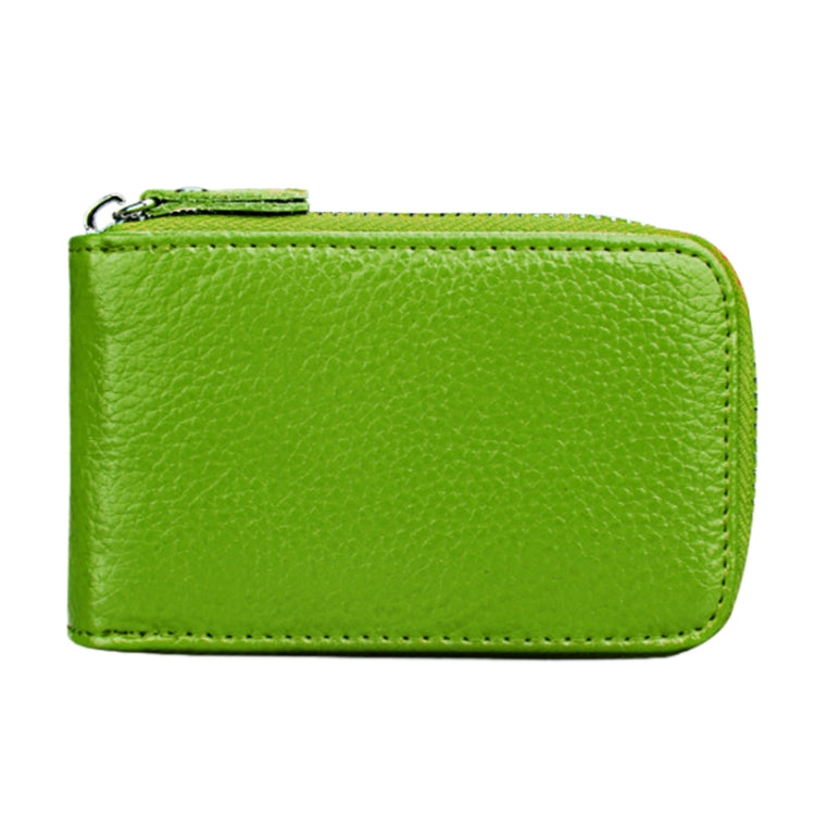 Genuine Cowhide Leather Solid Color Zipper Vertical Card Holder Wallet RFID Blocking Card Bag Protect Case with 12 Card Slots, Size: 11.5*7.5cm(Green) - Antimagnetic RFID Package by PMC Jewellery | Online Shopping South Africa | PMC Jewellery | Buy Now Pay Later Mobicred