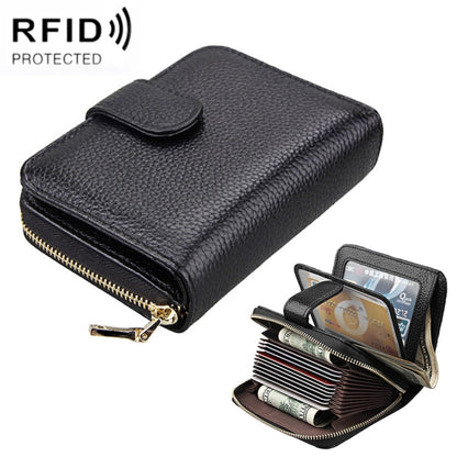 KB132 Female Style Full Grain Cow Leather Multifunctional RFID Wallet/ Card Bag/ Driving License Package(Black) - Wallets by PMC Jewellery | Online Shopping South Africa | PMC Jewellery | Buy Now Pay Later Mobicred