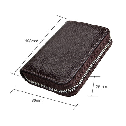 KB205 Antimagnetic RFID Litchi Texture Leather Zipper Large-capacity Card Holder Wallet(Coffee) - Antimagnetic RFID Package by PMC Jewellery | Online Shopping South Africa | PMC Jewellery | Buy Now Pay Later Mobicred