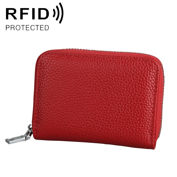 KB205 Antimagnetic RFID Litchi Texture Leather Zipper Large-capacity Card Holder Wallet(Red) - Antimagnetic RFID Package by PMC Jewellery | Online Shopping South Africa | PMC Jewellery | Buy Now Pay Later Mobicred