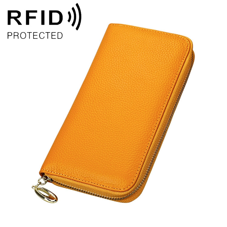 906 Antimagnetic RFID Litchi Texture Women Large Capacity Hand Wallet Purse Phone Bag with Card Slots(Yellow) - Antimagnetic RFID Package by PMC Jewellery | Online Shopping South Africa | PMC Jewellery | Buy Now Pay Later Mobicred