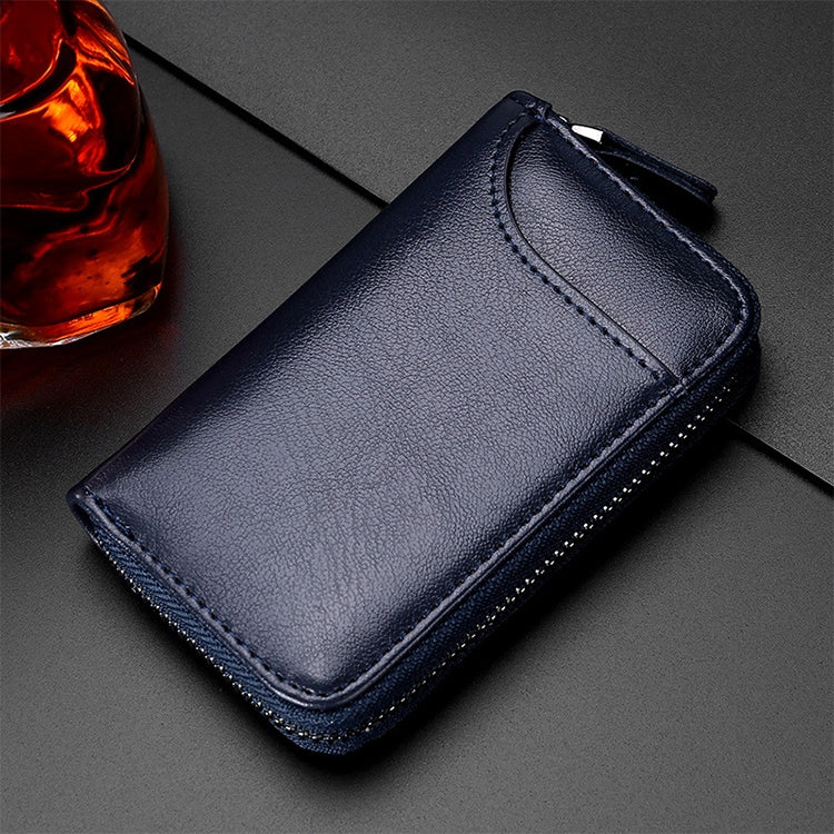 9106 Large-capacity Zipper Leather Keys Holder Bag Multi-function Wallet(Blue) - Wallets by PMC TechLife | Online Shopping South Africa | PMC TechLife