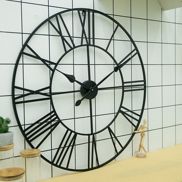40cm Retro Living Room Iron Round Roman Numeral Mute Decorative Wall Clock (Silver) - Wall Clock by PMc TechLife | Online Shopping South Africa | PMc TechLife | Buy Now Pay Later Mobicred