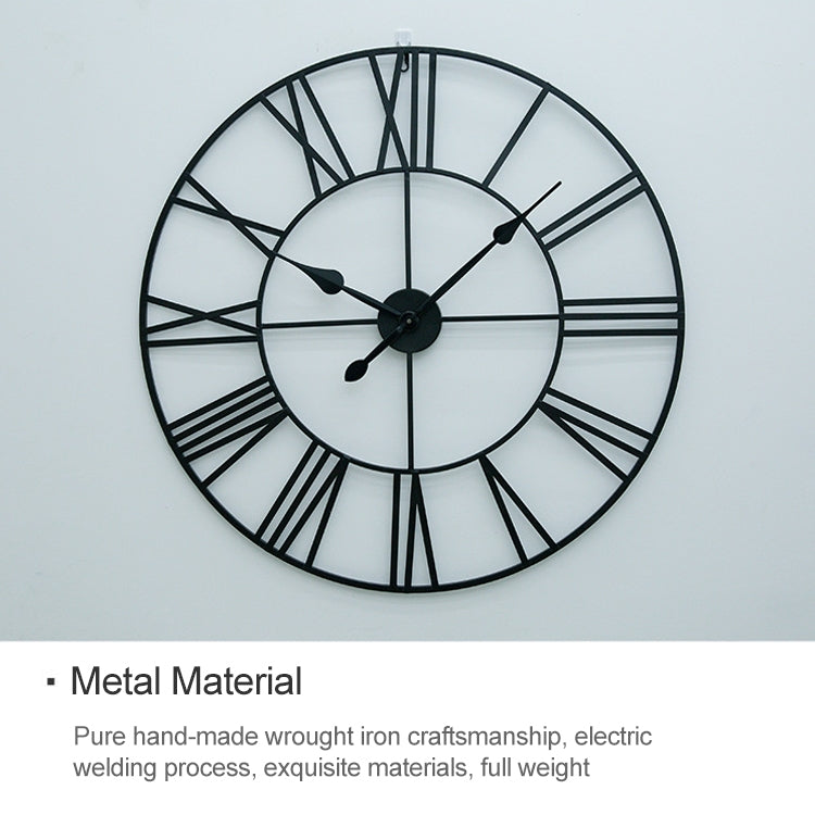 60cm Retro Living Room Iron Round Roman Numeral Mute Decorative Wall Clock (White) - Wall Clock by PMc TechLife | Online Shopping South Africa | PMc TechLife | Buy Now Pay Later Mobicred