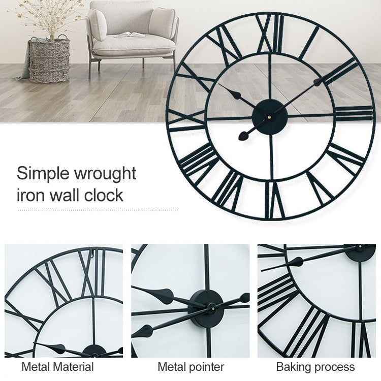 80cm Retro Living Room Iron Round Roman Numeral Mute Decorative Wall Clock (Black) - Wall Clock by PMc TechLife | Online Shopping South Africa | PMc TechLife | Buy Now Pay Later Mobicred