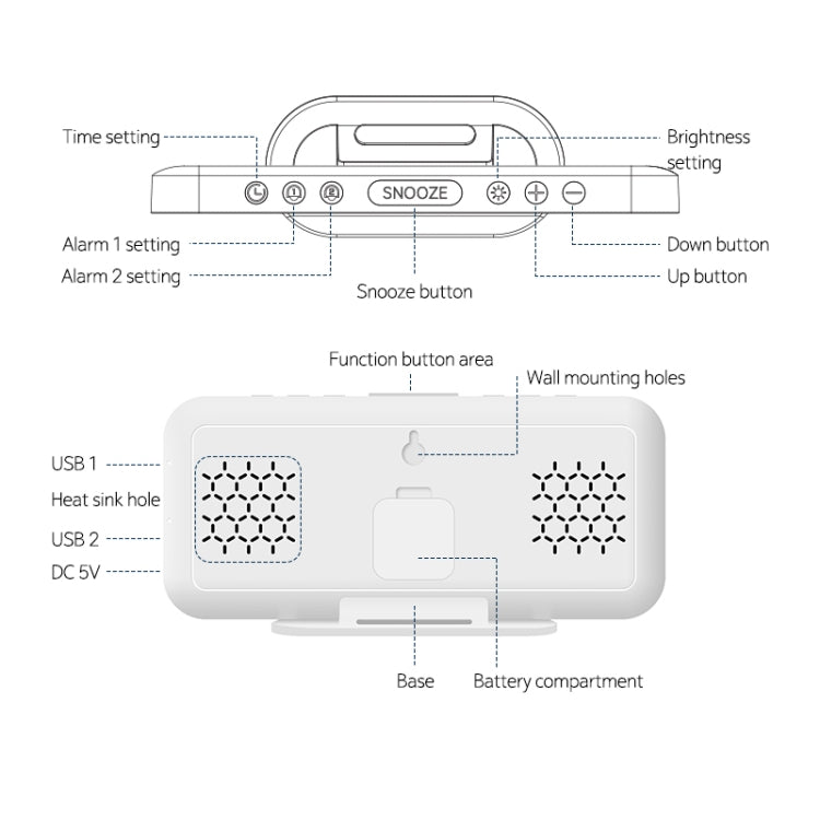 8821 LED Mirror Dual-purpose Snooze Alarm Clock (White) - Novelty Clock by PMc TechLife | Online Shopping South Africa | PMc TechLife | Buy Now Pay Later Mobicred