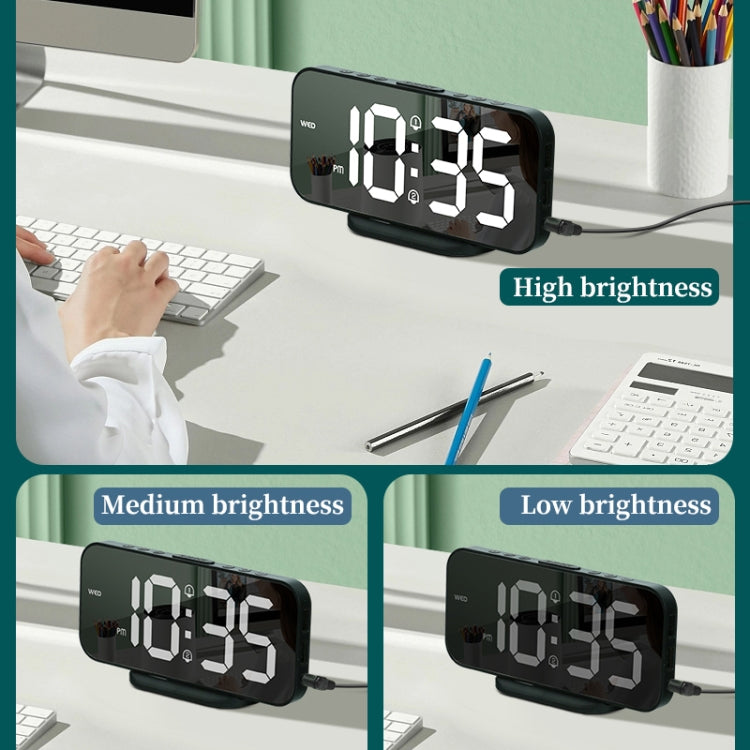 8821 LED Mirror Dual-purpose Snooze Alarm Clock (White) - Novelty Clock by PMc TechLife | Online Shopping South Africa | PMc TechLife | Buy Now Pay Later Mobicred