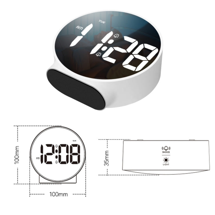 8816 LED Mirror Round Dual-purpose Alarm Clock (White) - Novelty Clock by PMc TechLife | Online Shopping South Africa | PMc TechLife | Buy Now Pay Later Mobicred