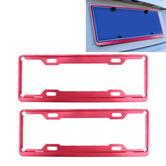 2 PCS Car License Plate Frames Car Styling License Plate Frame Aluminum Alloy Universal License Plate Holder Car Accessories(Red) - License Plate Covers & Frames by PMC Jewellery | Online Shopping South Africa | PMC Jewellery | Buy Now Pay Later Mobicred