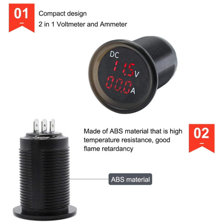 B3613  IP67 Waterproof Car Modification 4.5-30V Voltmeter + Ammeter - Tire Pressure Gauges by PMC TechLife | Online Shopping South Africa | PMC TechLife | Buy Now Pay Later Mobicred