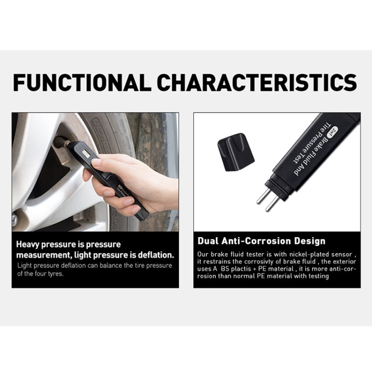 Car 2 in 1 Diagnostic Tool Brake Fluid Liquid Tire Pressure Tester - Electronic Test by PMC TechLife | Online Shopping South Africa | PMC TechLife | Buy Now Pay Later Mobicred