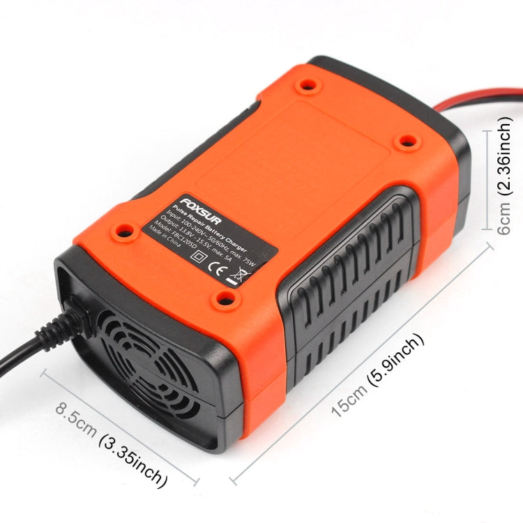 FOXSUR 12V 6A Intelligent Universal Battery Charger for Car Motorcycle, Length: 55cm, US Plug(Red) - Battery Charger by FOXSUR | Online Shopping South Africa | PMC Jewellery | Buy Now Pay Later Mobicred
