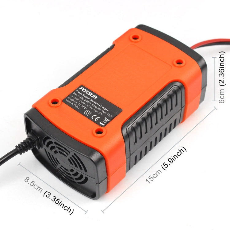 12V 6A Intelligent Universal Battery Charger for Car Motorcycle, Length: 55cm, UK Plug(Red) - Battery Charger by FOXSUR | Online Shopping South Africa | PMC Jewellery | Buy Now Pay Later Mobicred