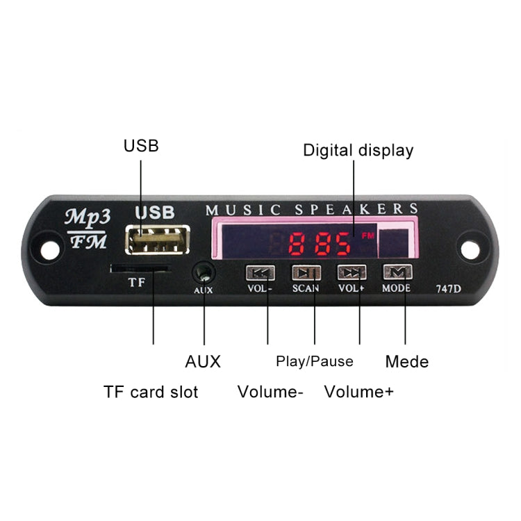 Car 12V Audio Bluetooth MP3 Player Decoder Board FM Radio TF USB 3.5 mm AUX, without Recording - Car MP3 & MP4 & MP5 by PMC Jewellery | Online Shopping South Africa | PMC Jewellery | Buy Now Pay Later Mobicred