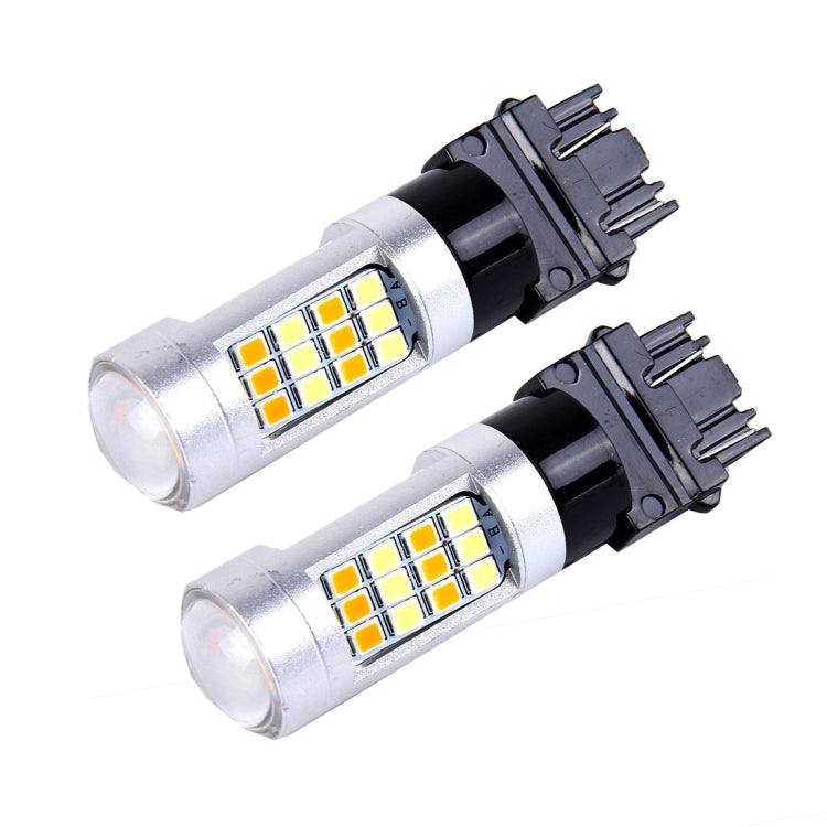 2 PCS T25/3157 10W 1000 LM 6000K White + Yellow Light Turn Signal Light with 42 SMD-2835-LED Lamps And Len. DC 12-24V - Arrow Turn Lights by PMC Jewellery | Online Shopping South Africa | PMC Jewellery | Buy Now Pay Later Mobicred