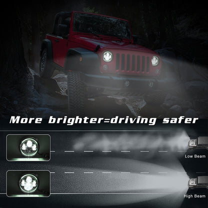 7 inch H4 / H13 DC 9V-30V 3000LM 6000K 30W IP67 4LED Lamp Beads Car Round Shape LED Headlight Lamps for Jeep Wrangler / Harley, with Angel Eye - Work Lights by PMC Jewellery | Online Shopping South Africa | PMC Jewellery | Buy Now Pay Later Mobicred