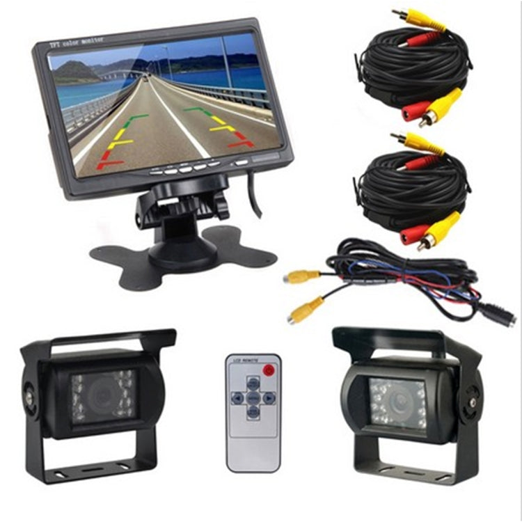 PZ-607-2 Wireless Vehicle Truck Dual Backup Camera and Monitor Infrared Night Vision Rear View Camera with 7 inch HD Monitor - Rear View Cameras by PMC Jewellery | Online Shopping South Africa | PMC Jewellery | Buy Now Pay Later Mobicred