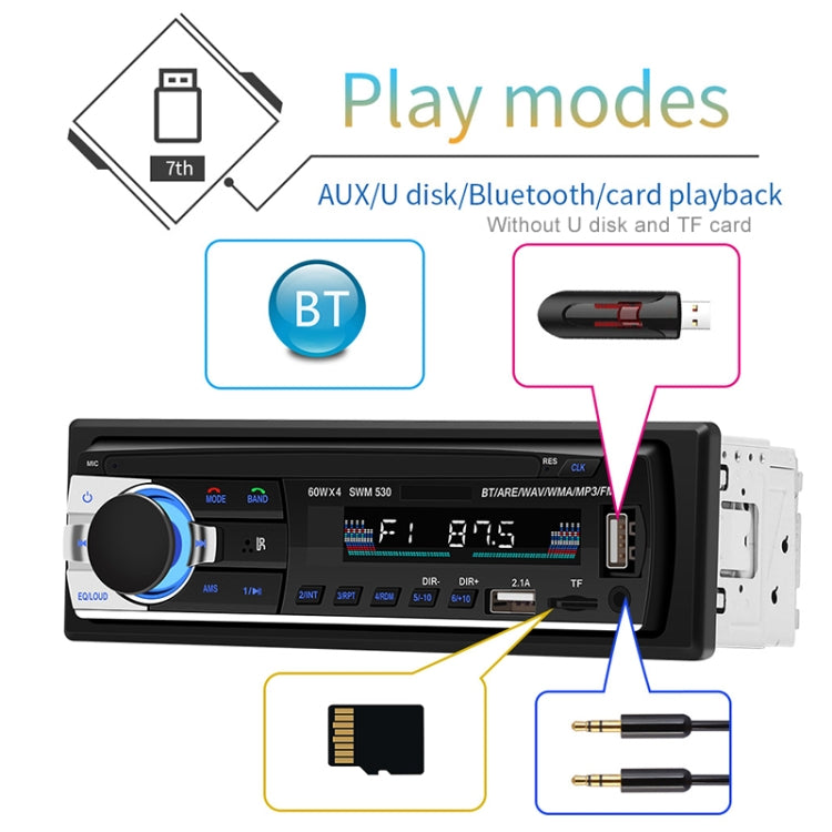 SWM-530 12V Universal Car Dual USB Charger Radio Receiver MP3 Player, Support FM & Bluetooth with Remote Control - Car MP3 & MP4 & MP5 by PMC Jewellery | Online Shopping South Africa | PMC Jewellery | Buy Now Pay Later Mobicred