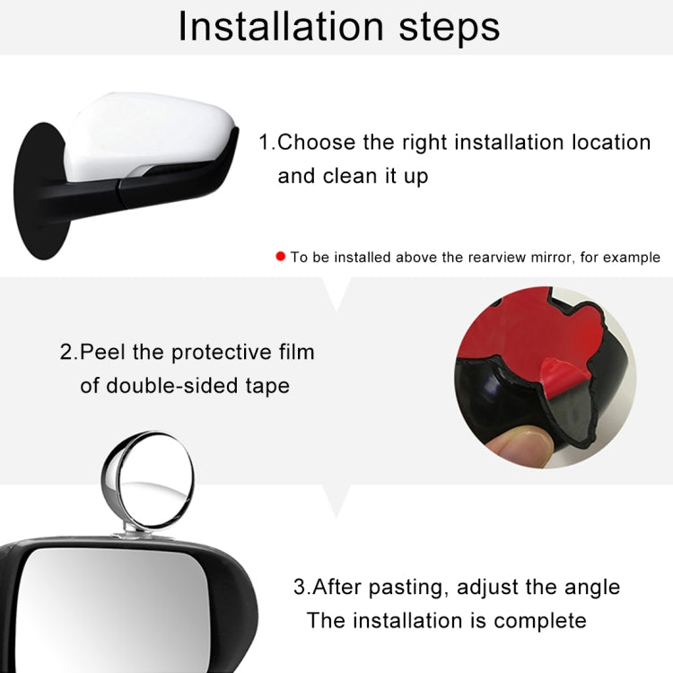 3R-044 Auxiliary Rear View Mirror Car Adjustable Blind Spot Mirror Wide Angle Auxiliary Rear View Side Mirror(Black) - Interior Mirrors by 3R | Online Shopping South Africa | PMC Jewellery