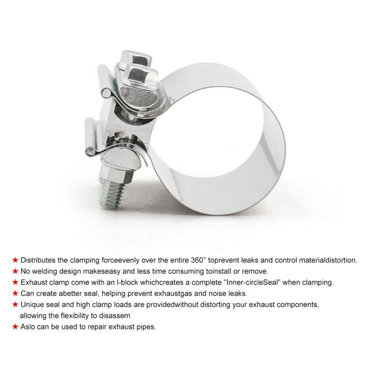 2.75 inch Car Turbo Exhaust Downpipe Stainless Steel Lap Joint Band Clamp - Booster Cable & Clip by PMC TechLife | Online Shopping South Africa | PMC TechLife | Buy Now Pay Later Mobicred