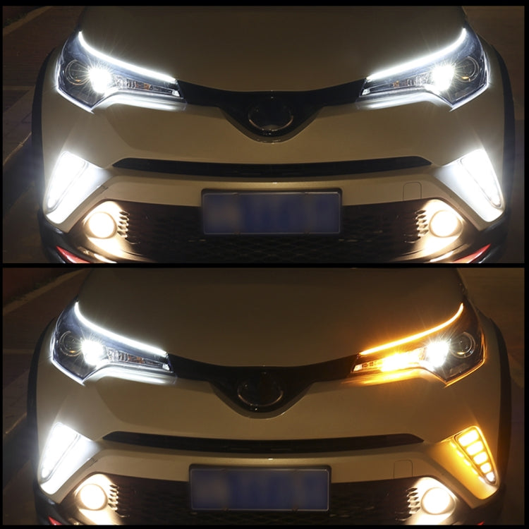 2 PCS 60cm DC12V 7.5W Ultra-thin Waterproof Car Auto Double Colors Turn Lights / Running Lights SMD-2835 LED Bulbs (Turn Lights: Yellow Light; Running Lights: Pink Light) - Running Lights by PMC Jewellery | Online Shopping South Africa | PMC Jewellery | Buy Now Pay Later Mobicred