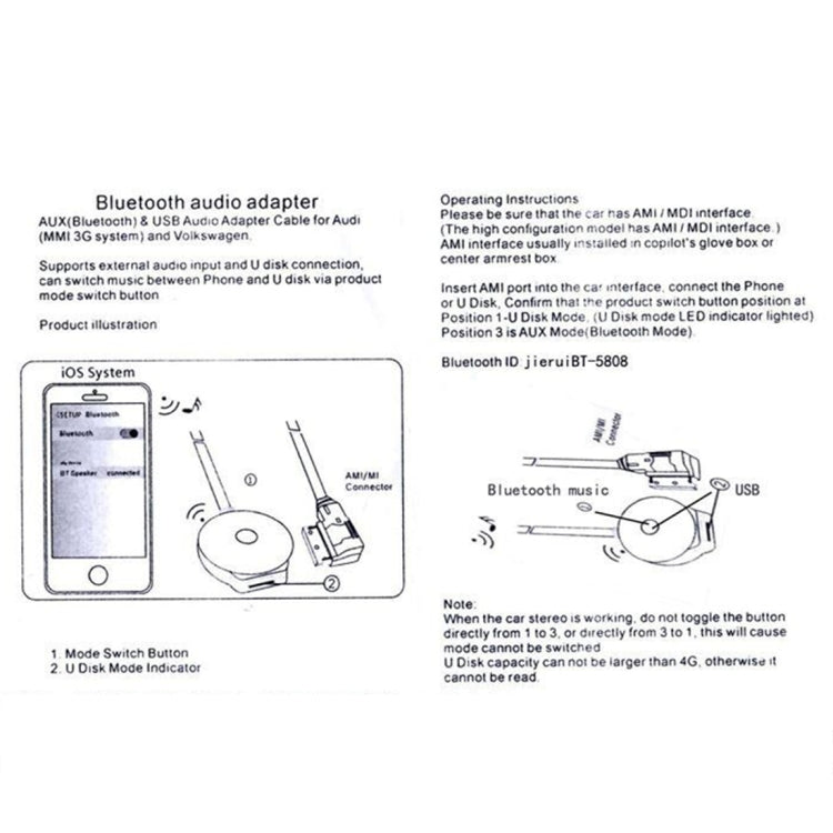 Car MMI 3G AMI Bluetooth Audio Cable Wiring Harness for Audi Q5 A5 A7 R7 S5 Q7 A6L A8L A4L - DIY Cables by PMC TechLife | Online Shopping South Africa | PMC TechLife | Buy Now Pay Later Mobicred