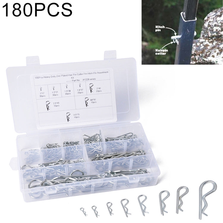 180 PCS Heavy Duty Zinc Plated Cotter R Tractor Clip Pin for Car / Boat / Garages - Booster Cable & Clip by PMC Jewellery | Online Shopping South Africa | PMC Jewellery