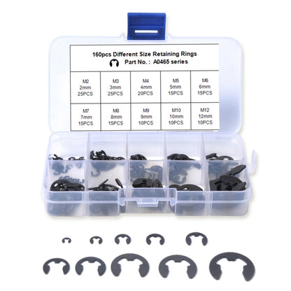 160 PCS Car E Shape Circlip Snap Ring Assortment Retaining Rings - Engine Fittings by PMC Jewellery | Online Shopping South Africa | PMC Jewellery