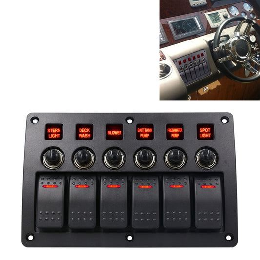 3Pin 6 Way Switches Combination Switch Panel with Light and Projector Lens for Car RV Marine Boat - Car Switches by PMC Jewellery | Online Shopping South Africa | PMC Jewellery