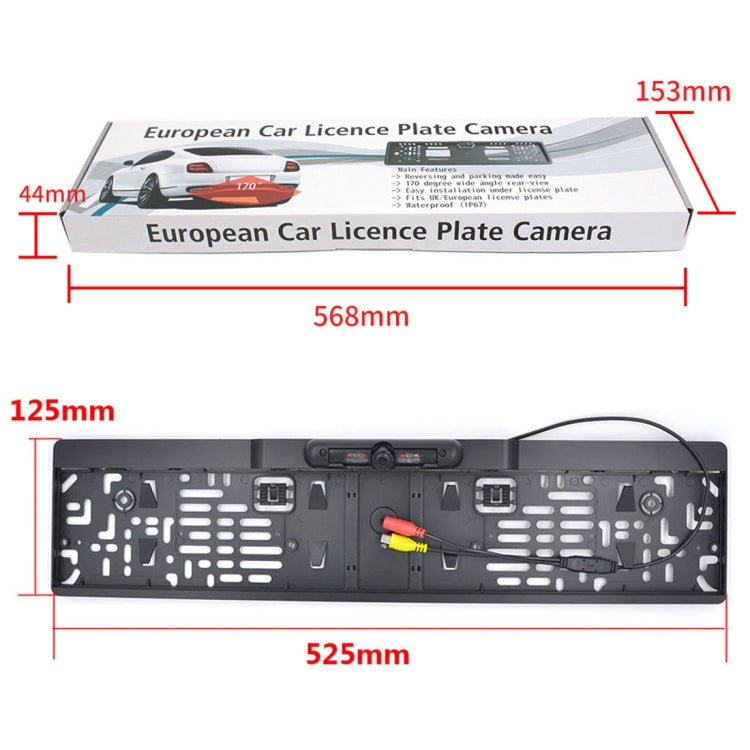 PZ-424 Europe Car License Plate Frame 170 Degree Rear View Camera - Rear View Cameras by PMC Jewellery | Online Shopping South Africa | PMC Jewellery | Buy Now Pay Later Mobicred