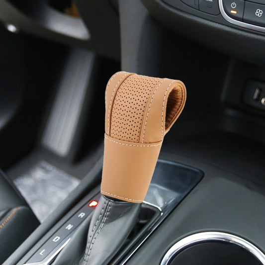 Universal Nonslip Breathable Genuine Leather Car Gear Shift Knob Cover(Brown) - Shift Knob by PMC Jewellery | Online Shopping South Africa | PMC Jewellery | Buy Now Pay Later Mobicred